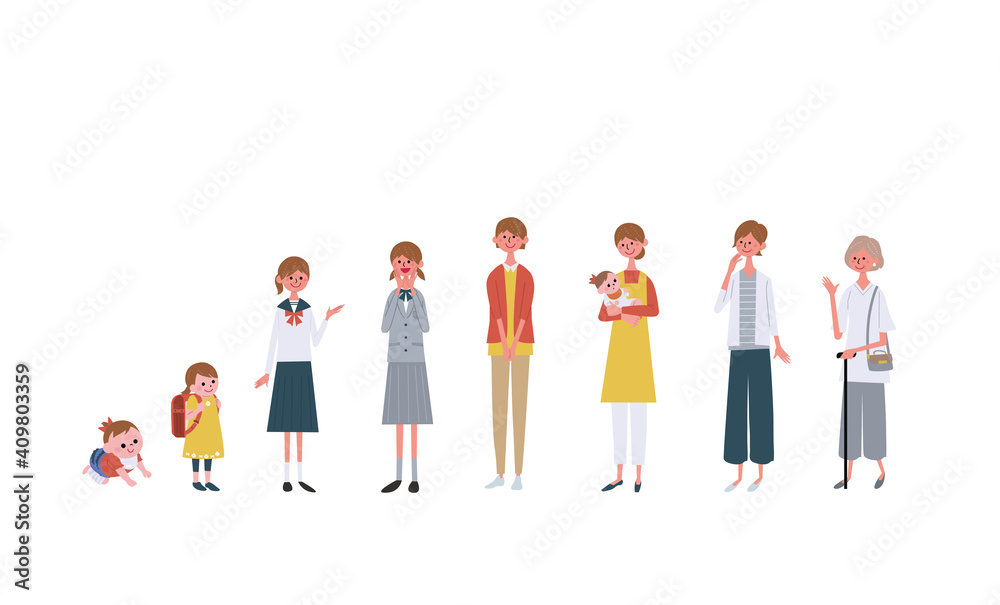 年齢別の女性 大人数の人々 イラスト Stock Vector Adobe Stock