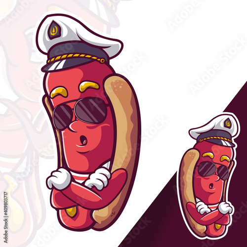 Sausage HotDog Captain Mascot Characters 