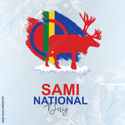 Sami National Day. Snowfall Background photo