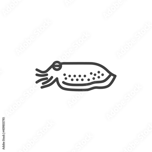 Cuttlefish mollusk line icon. linear style sign for mobile concept and web design. Cuttlefish animal outline vector icon. Symbol, logo illustration. Vector graphics