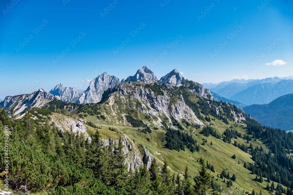 Fototapeta premium View to the famous valley from Tannheim in Austria.