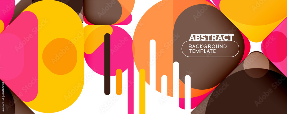 Modern geometric round shapes and dynamic lines, abstract background. Vector illustration for placards, brochures, posters and banners Modern geometric round shapes and dynamic lines, abstract background. Vector illustration for placards, brochures, posters and banners