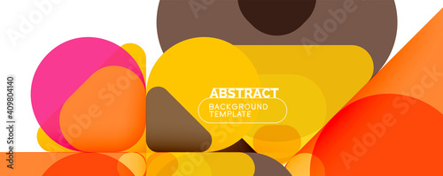 Flat geometric round shapes and dynamic lines, abstract background. Vector illustration for placards, brochures, posters and banners
