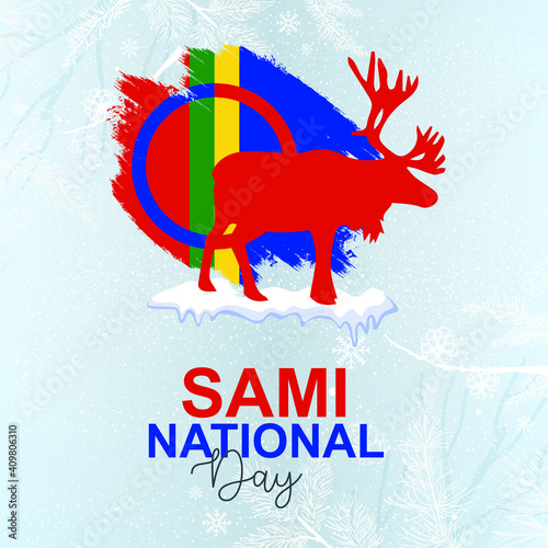 Sami National Day. Snowfall Background photo