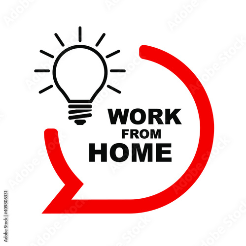 work from home sign on white background