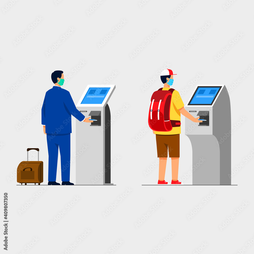 Traveler Buy Ticket Using Touchless Self Service Machine Traveler Buy Ticket Using Touchless Self Service Machine
