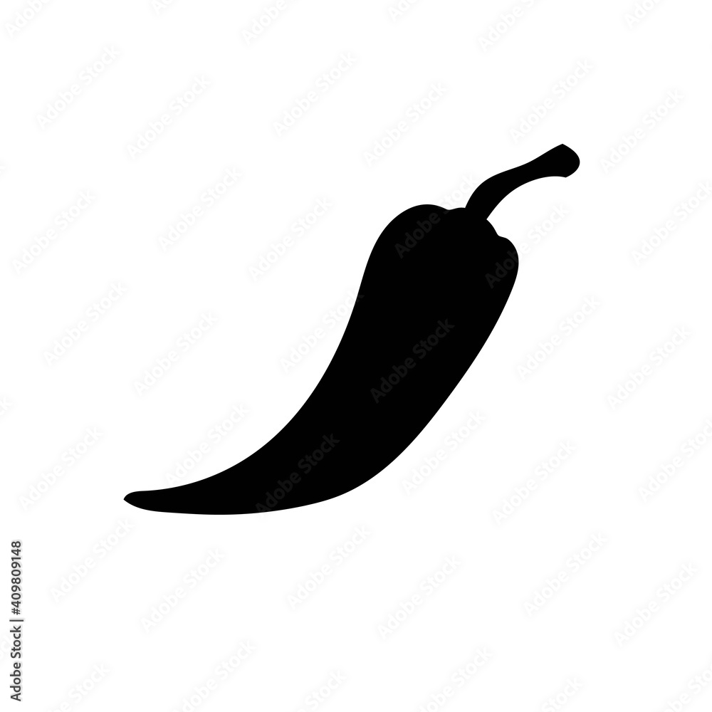 Cartoon pepper black silhouette isolated on white background. Vector illustration. Cartoon pepper black silhouette isolated on white background. Vector illustration.