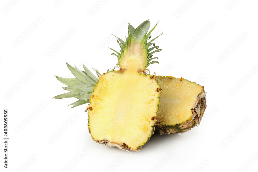 Tasty ripe pineapples isolated on white background Tasty ripe pineapples isolated on white background