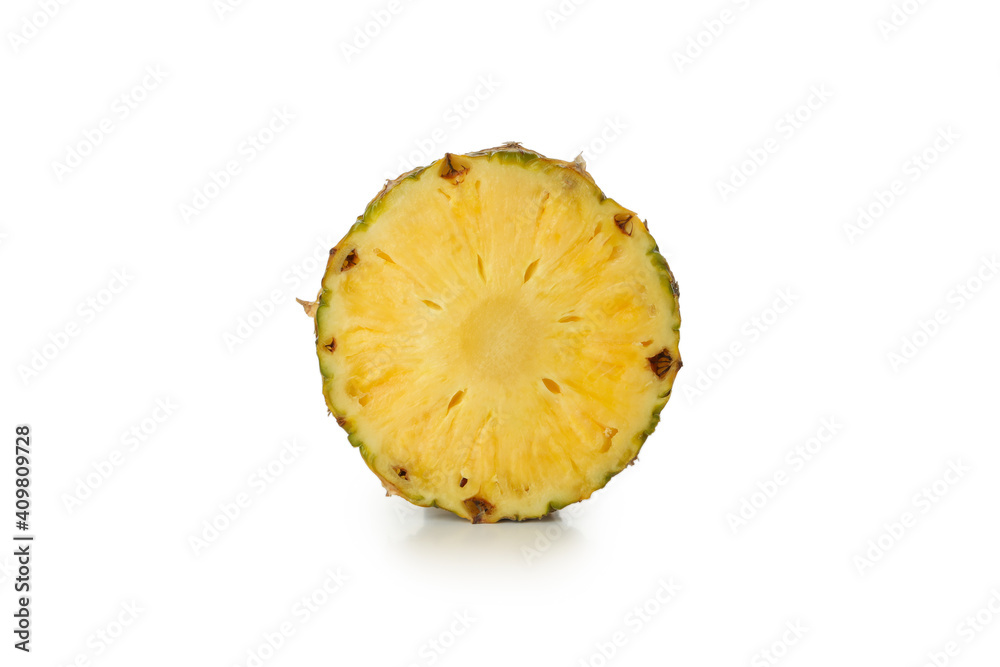 Half of tasty pineapple isolated on white background Half of tasty pineapple isolated on white background