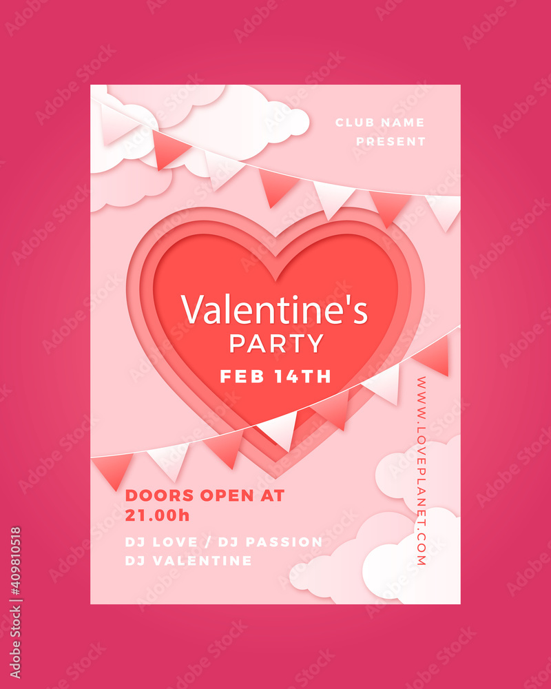 valentines day flyer and sales social media stories template, Valentines day love party, Party flyer Design