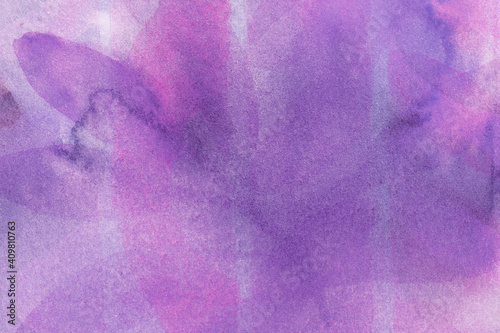 Abstract art background purple and lilac colors. Watercolor painting on canvas.