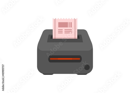 Thermal printer with barcode scanner. Simple flat illustration.