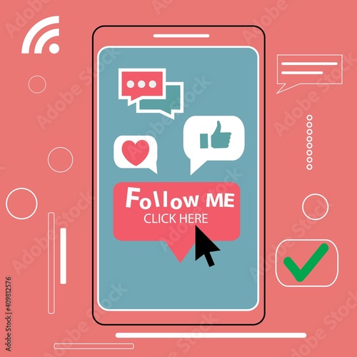Flat design modern vector illustration concept of social media icons.