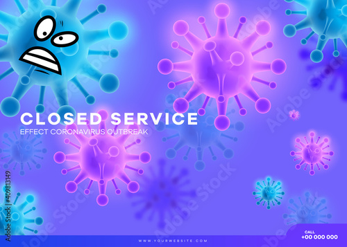 The stores are temporary close beacause of corona virus outbreak. COVID-19 Corona Virus Abbreviation. Vector Illustration
