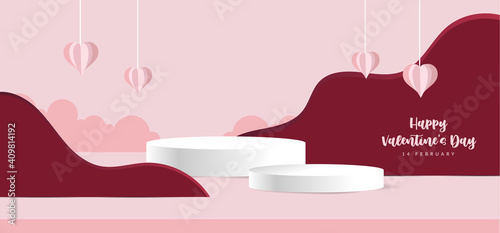 3d valentine podium scene for product display or placement