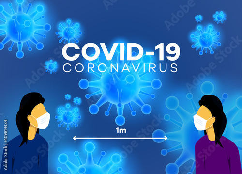 woman in white medical face mask. Concept of coronavirus quarantine. COVID-19 NCOV-2019 Abbreviation for Corona Virus.
