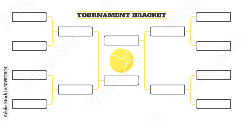 8 team tournament bracket championship template flat style design vector illustration isolated on white background. Championship bracket schedule for tennis game.