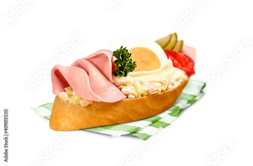 Czech tasty sandwich isolated on white background photo