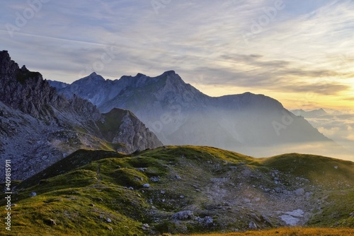 Panoramic views of Alps mountain range in Germany and Austria