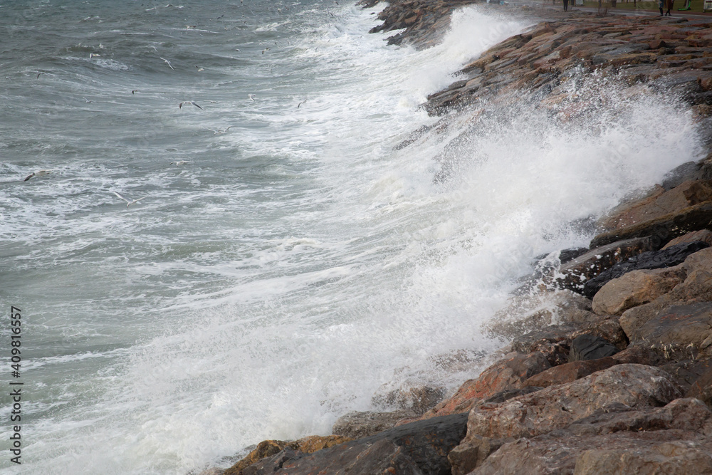 waves on the rocks