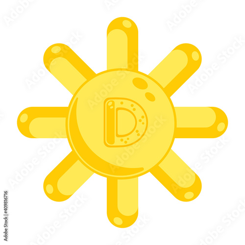 Vitamin D icon. Sun. Isolated vector illustration on white background.