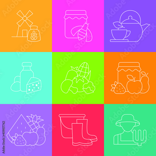 Set of agriculture icons. Vector illustration