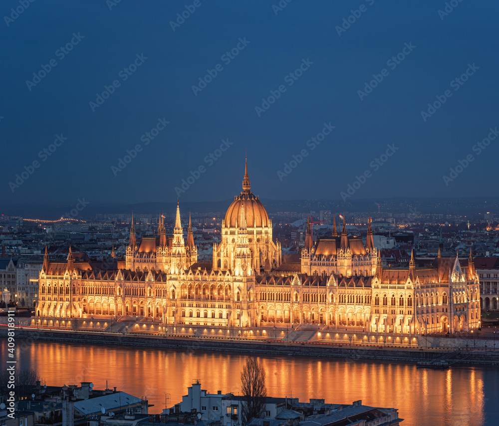 The famous Hungarian Parliament at night