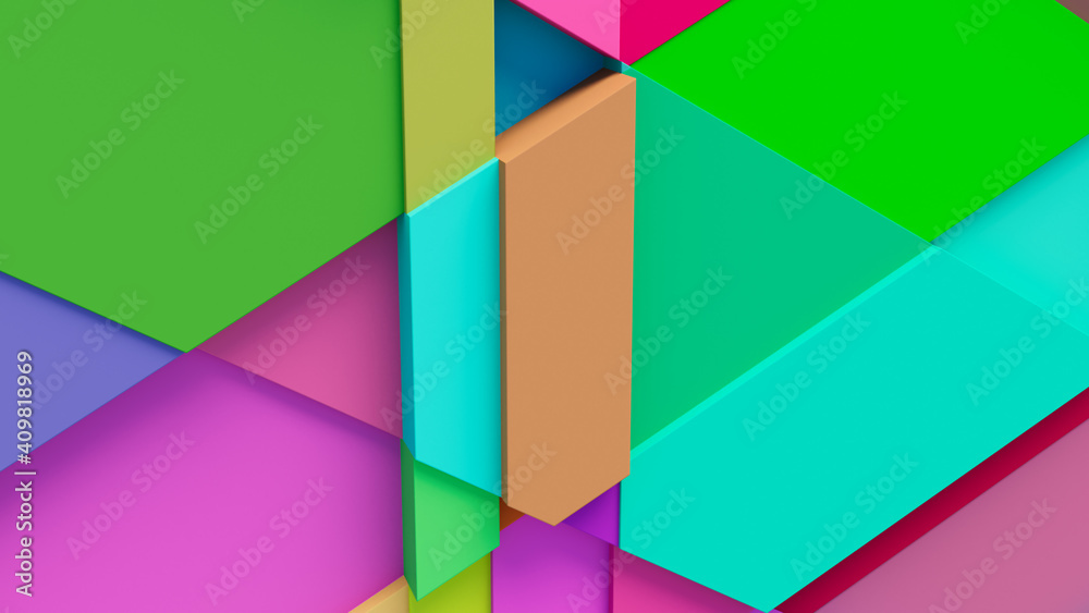 Multicolored tech background, with a geometric 3D structure. Clean, vibrant design with simple, bright, modern forms. 3D render Multicolored tech background, with a geometric 3D structure. Clean, vibrant design with simple, bright, modern forms. 3D render