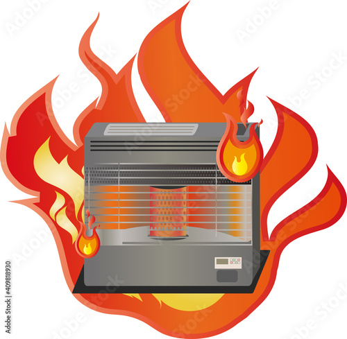 石油ストーブの家電火災事故イメージ