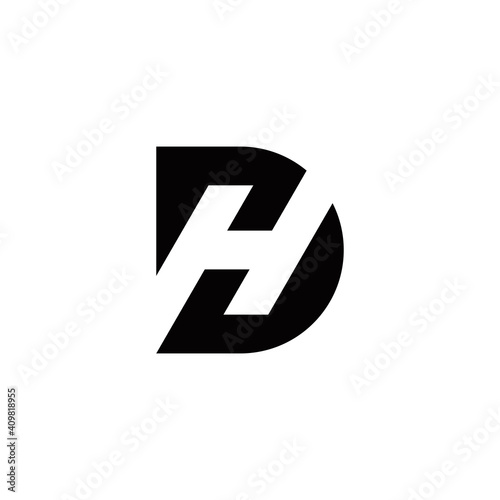 d h dh hd initial logo design vector template