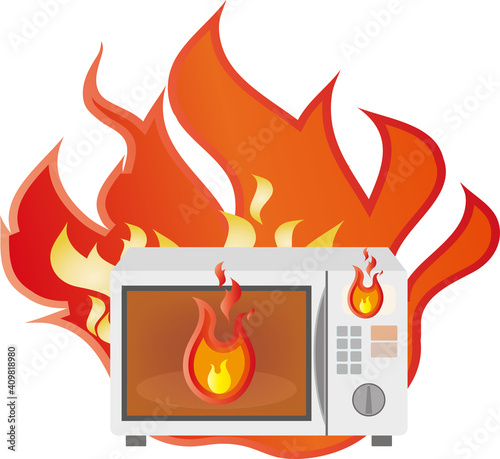 電子レンジの家電火災事故イメージ