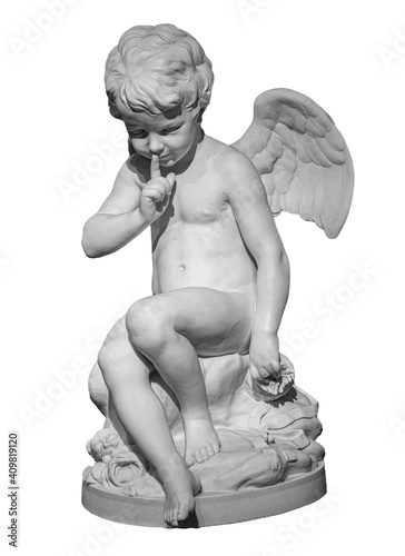 Foto White angel figurine isolated on white background