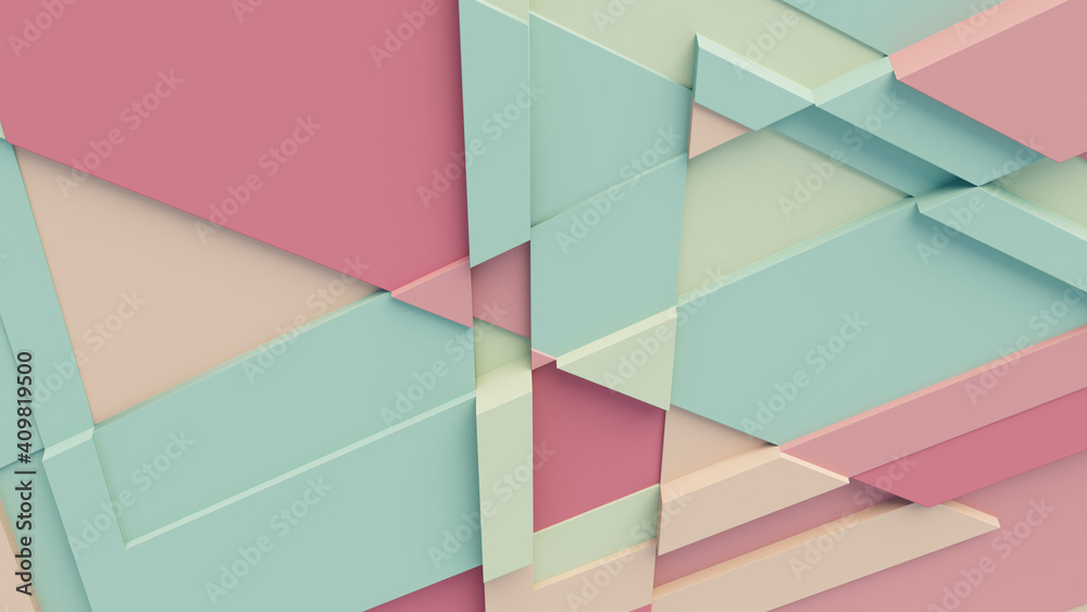 Multicolored tech background, with a geometric 3D structure. Clean, pastel colored design with simple, modern forms. 3D render Multicolored tech background, with a geometric 3D structure. Clean, pastel colored design with simple, modern forms. 3D render