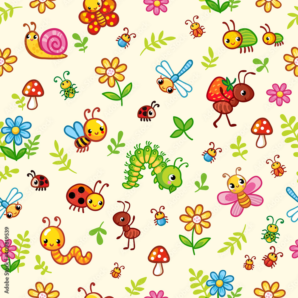 Cute worms in a child-friendly style