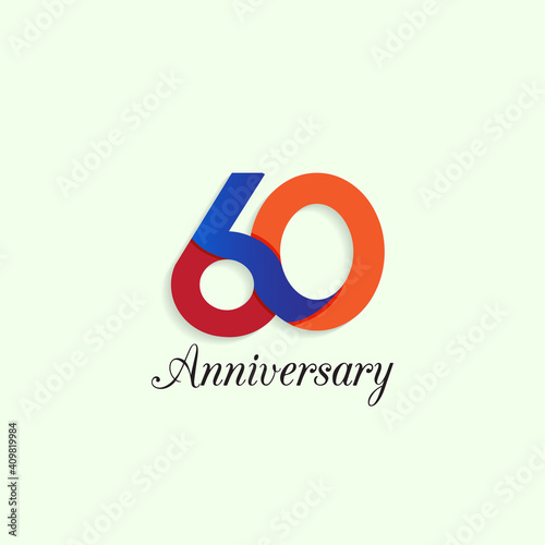 60 Year Anniversary Vector Template Design Illustration
