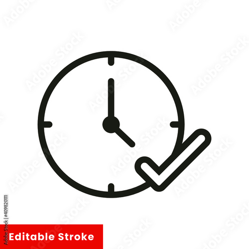 Time clock with check symbol line style icon vector illustration design. Editable stroke EPS10