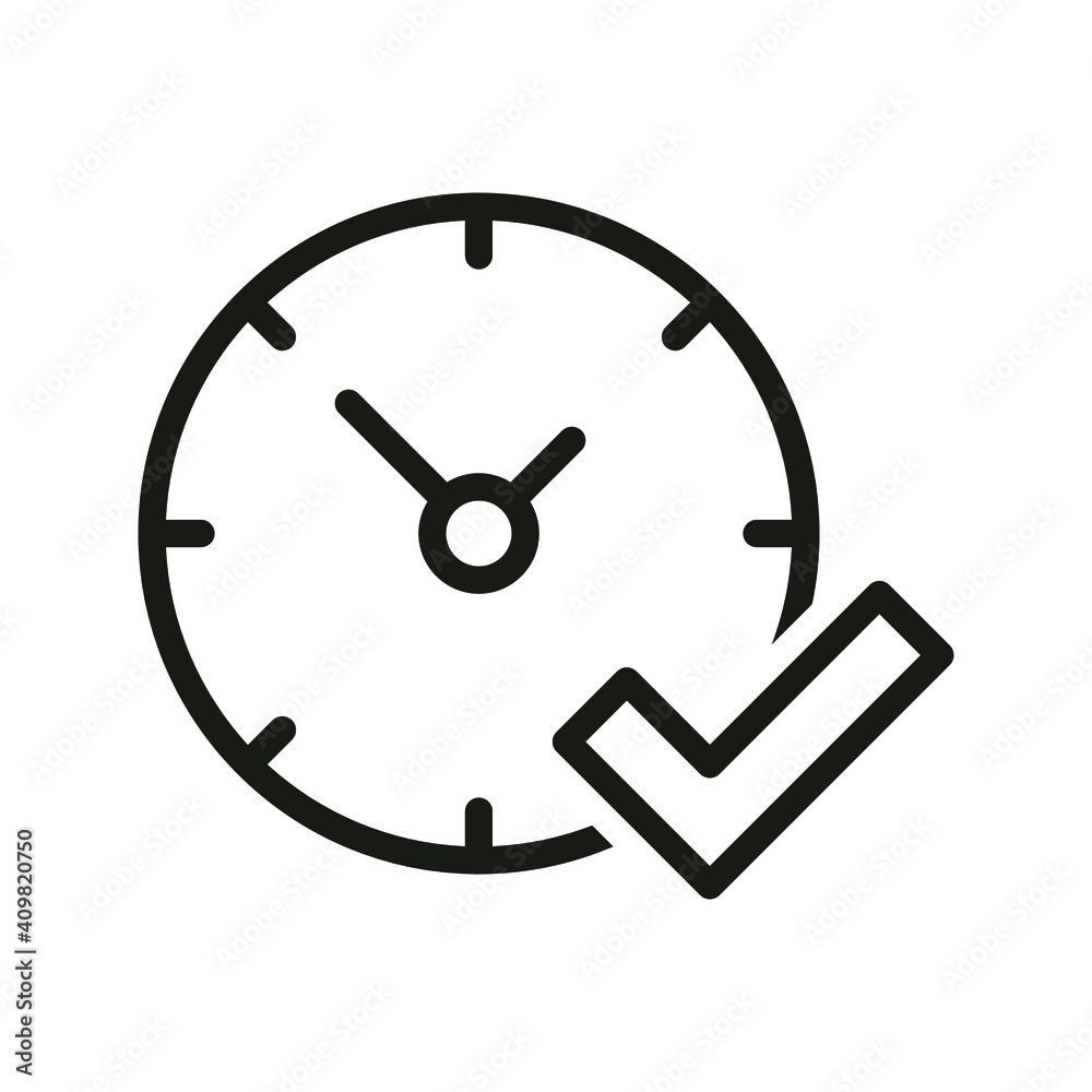 Time clock with check symbol line style icon vector illustration design. EPS10 Time clock with check symbol line style icon vector illustration design. EPS10