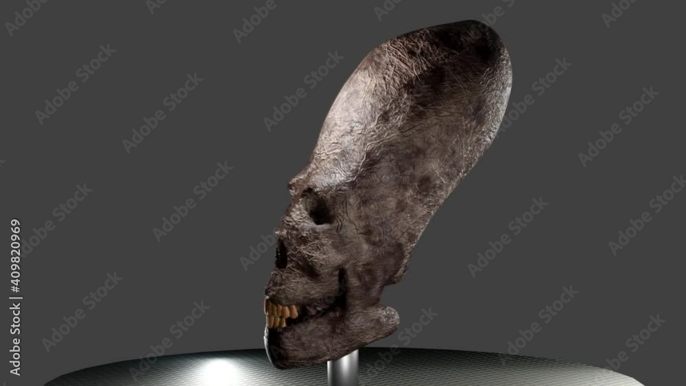 3D conceptual work of an elongated skull.