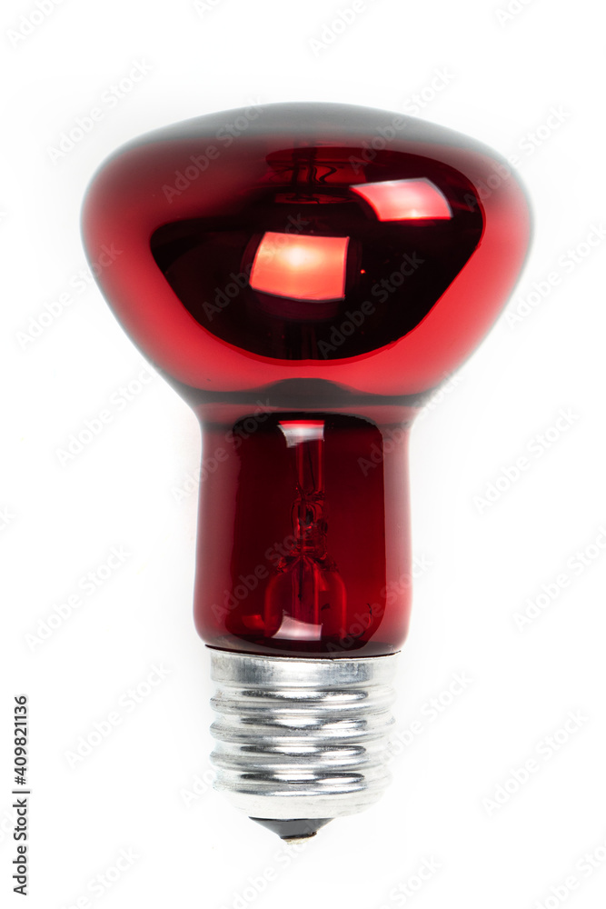 Incubator red lamp isolated on white background