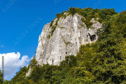 Sokolica mountain limestone peak in Bedkowska Valley within Jura Krakowsko-Czestochowska upland near Cracow in Lesser Poland photo