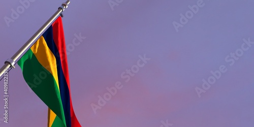 3d rendering of the national flag of the Mauritius