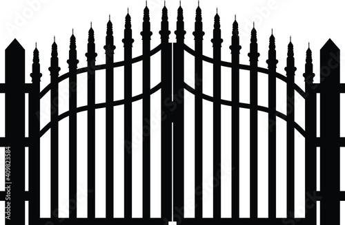 Iron Gate on White Background ,Gate fence vector