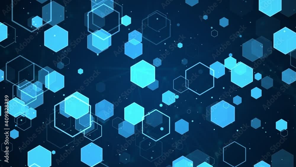Abstract blue background with hexagons and wires. radon hexagons. Stock ...