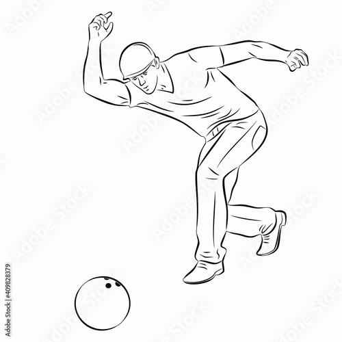 illustration of bowling player. vector drawing