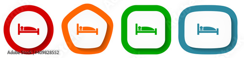 Hotel vector icon set, flat design buttons on white background