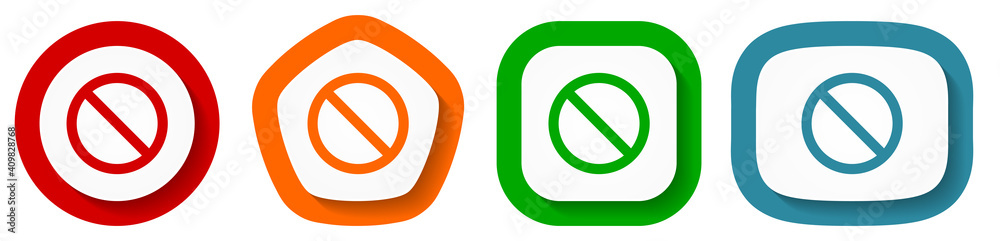 Access denied vector icon set, flat design buttons on white background Access denied vector icon set, flat design buttons on white background