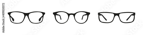 Different Glasses Icons - Black Vector Illustration Set - Isolated On White Background