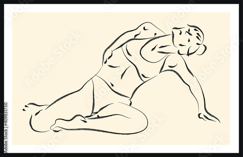 Life human sketch. Vector poster. Living room poster, wall decoration poster
