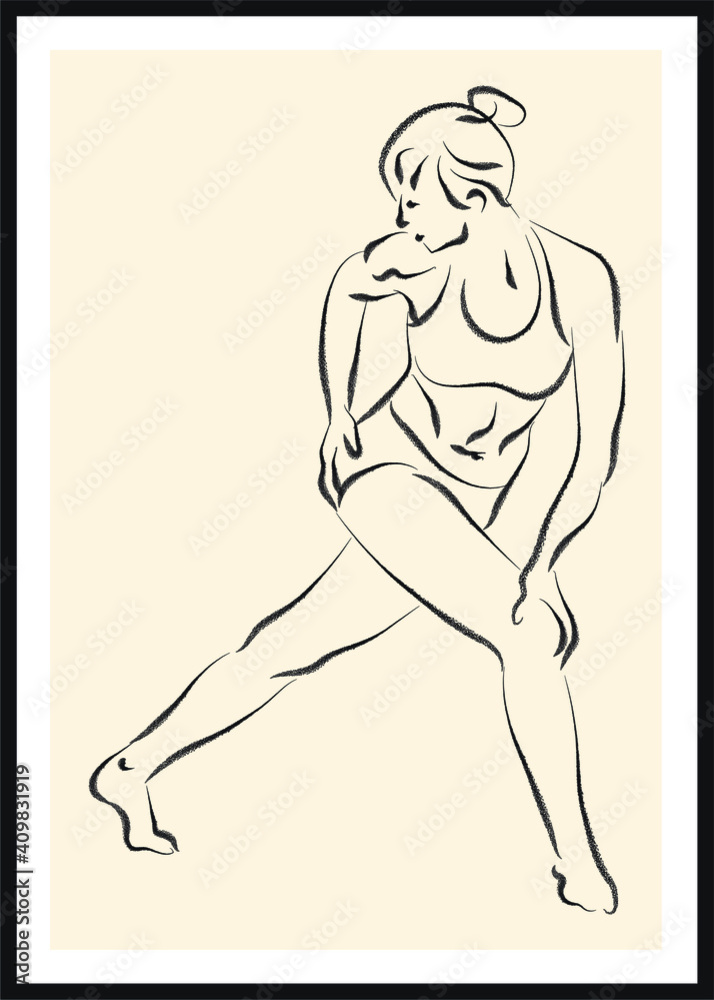 Life human sketch. Vector poster. Living room poster, wall decoration poster Life human sketch. Vector poster. Living room poster, wall decoration poster