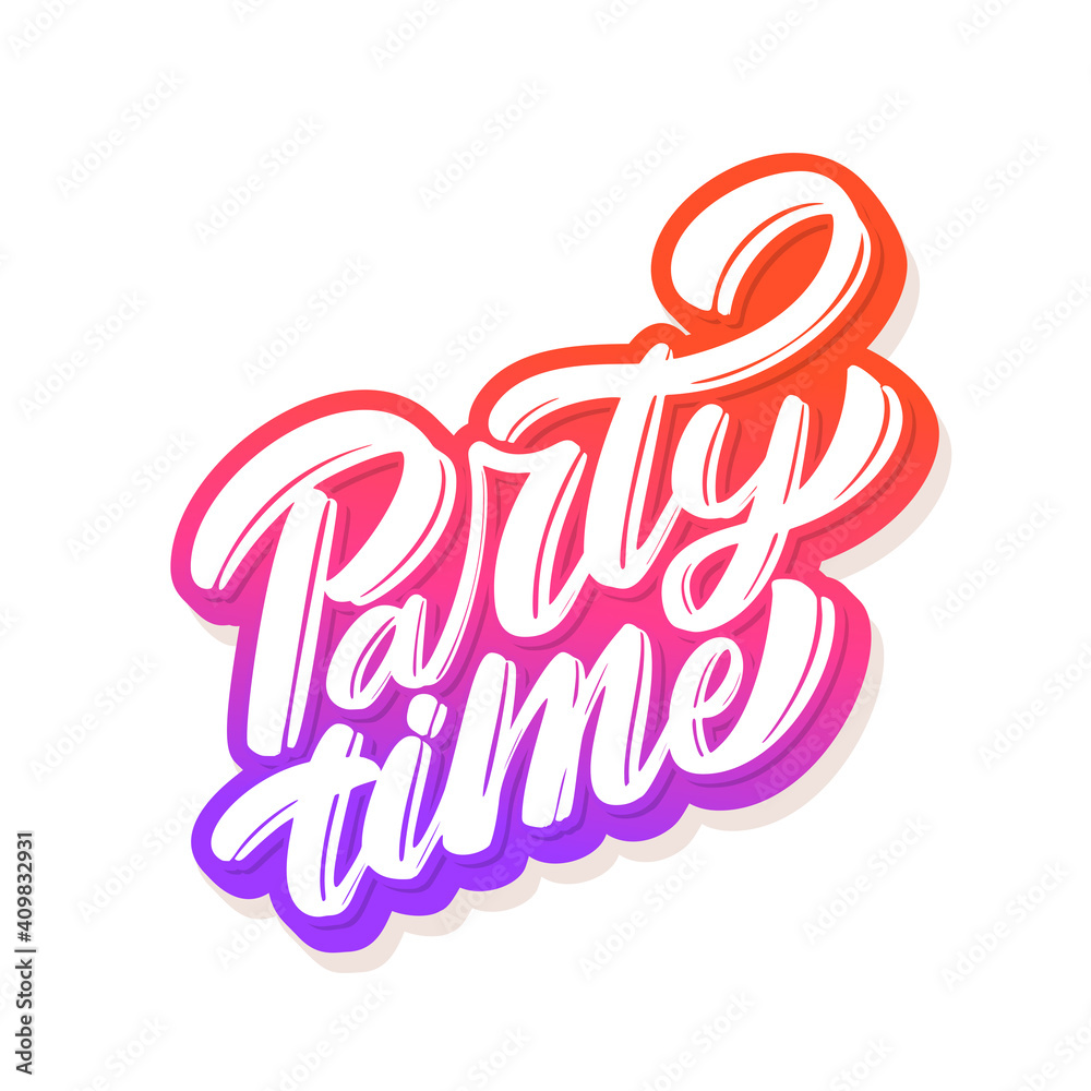 Party time. Vector lettering banner. Party time. Vector lettering banner.